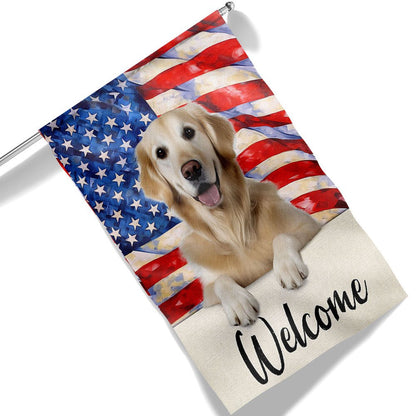 Dog Garden Flags, Golden Retriever Dog Welcome American Flag, Dog Flags For House, Dog Owner Gift