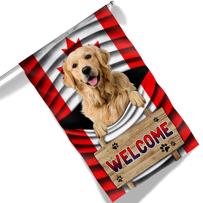 Dog Garden Flags, Golden Retriever Dog Welcome Canadian Flag, Dog Flags For House, Dog Owner Gift
