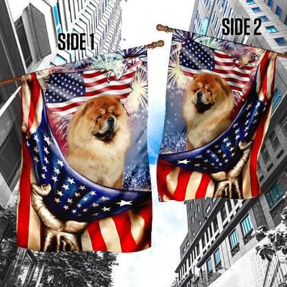 Dog Garden Flags, Happy Independence Day Chow Chow Flag, Dog Flags For House, Dog Owner Gift