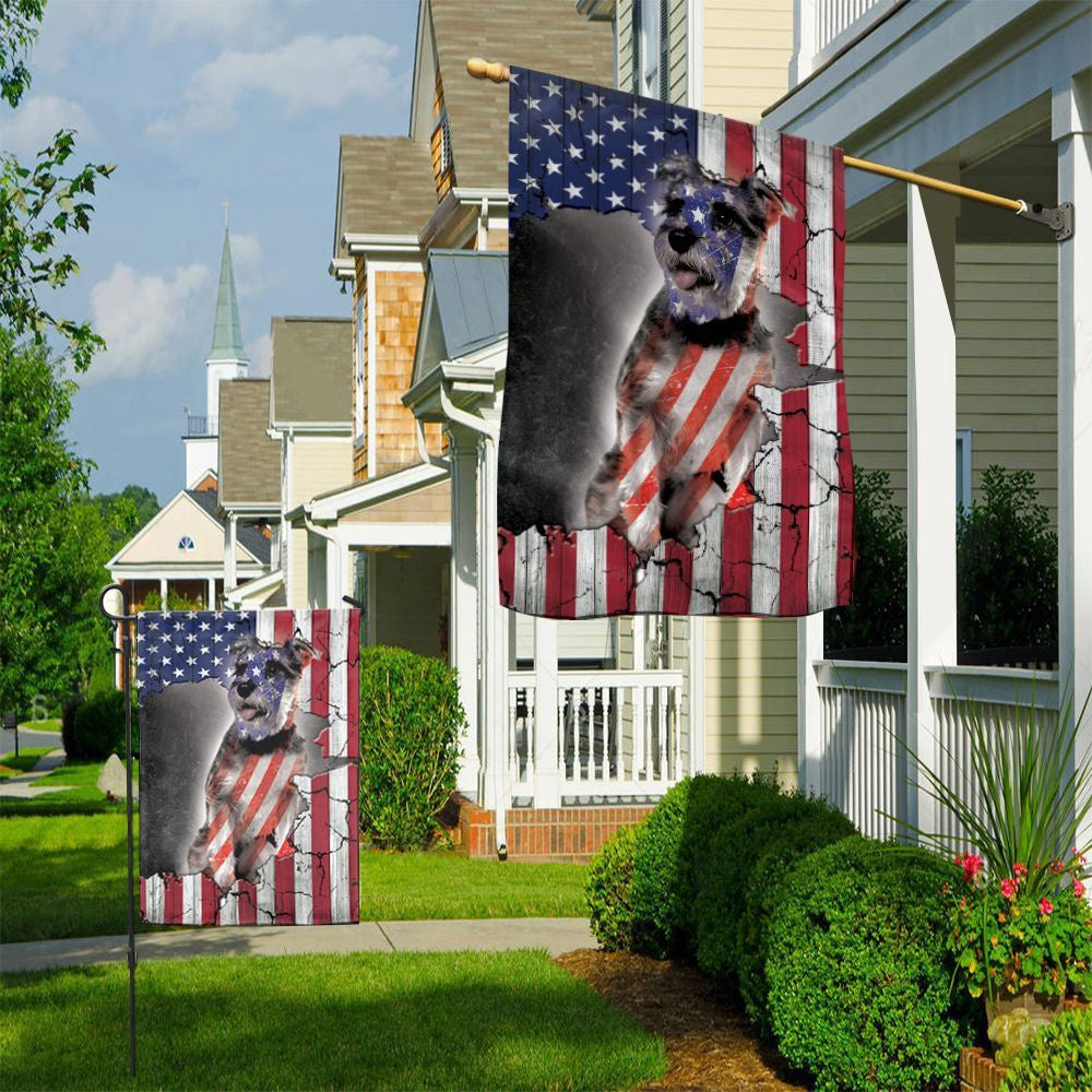 Dog Garden Flags, Miniature Schnauzer Usa Flag, Dog Flags For House, Dog Owner Gift
