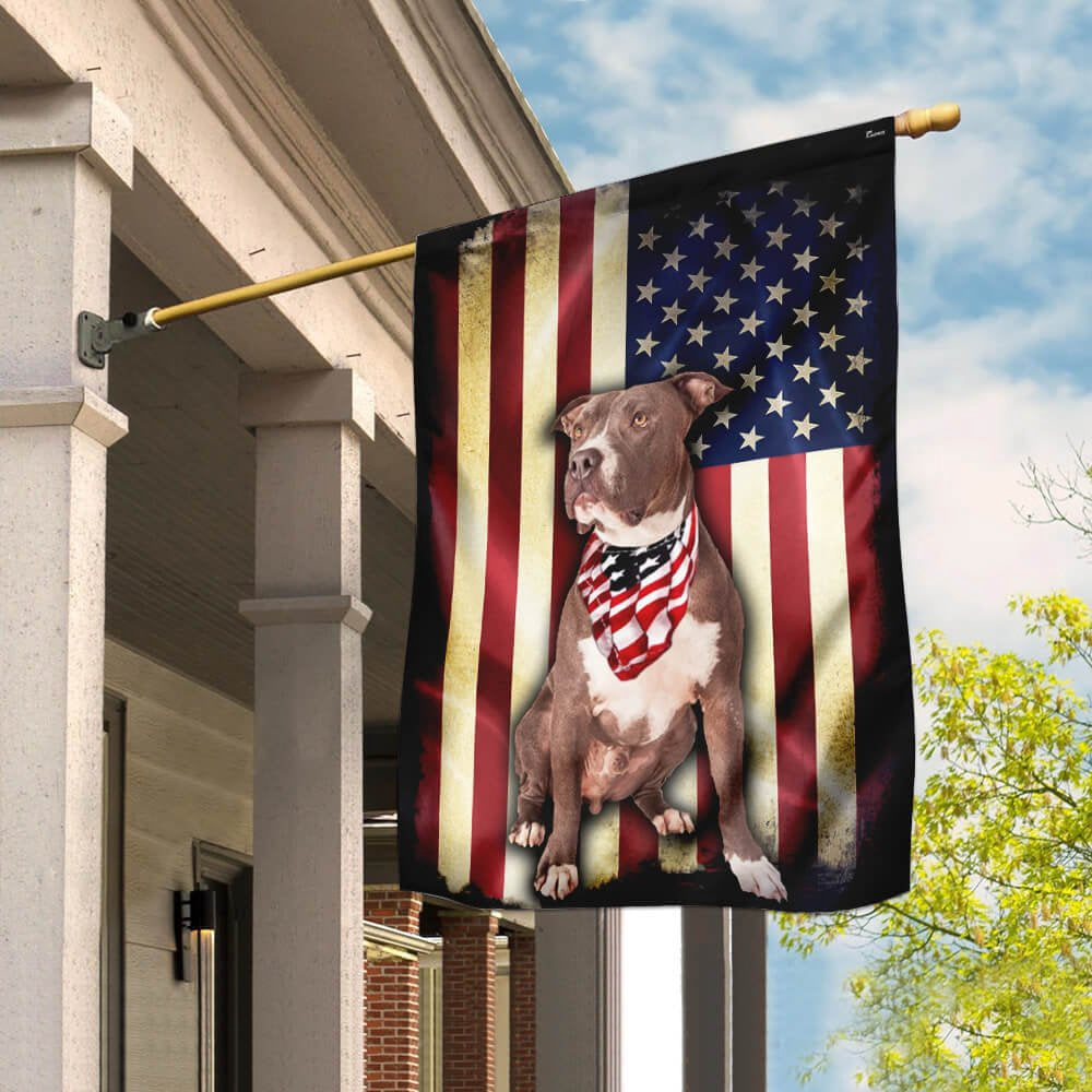 Dog Garden Flags, Pit Bull American Flag, Dog Flags For House, Dog Owner Gift