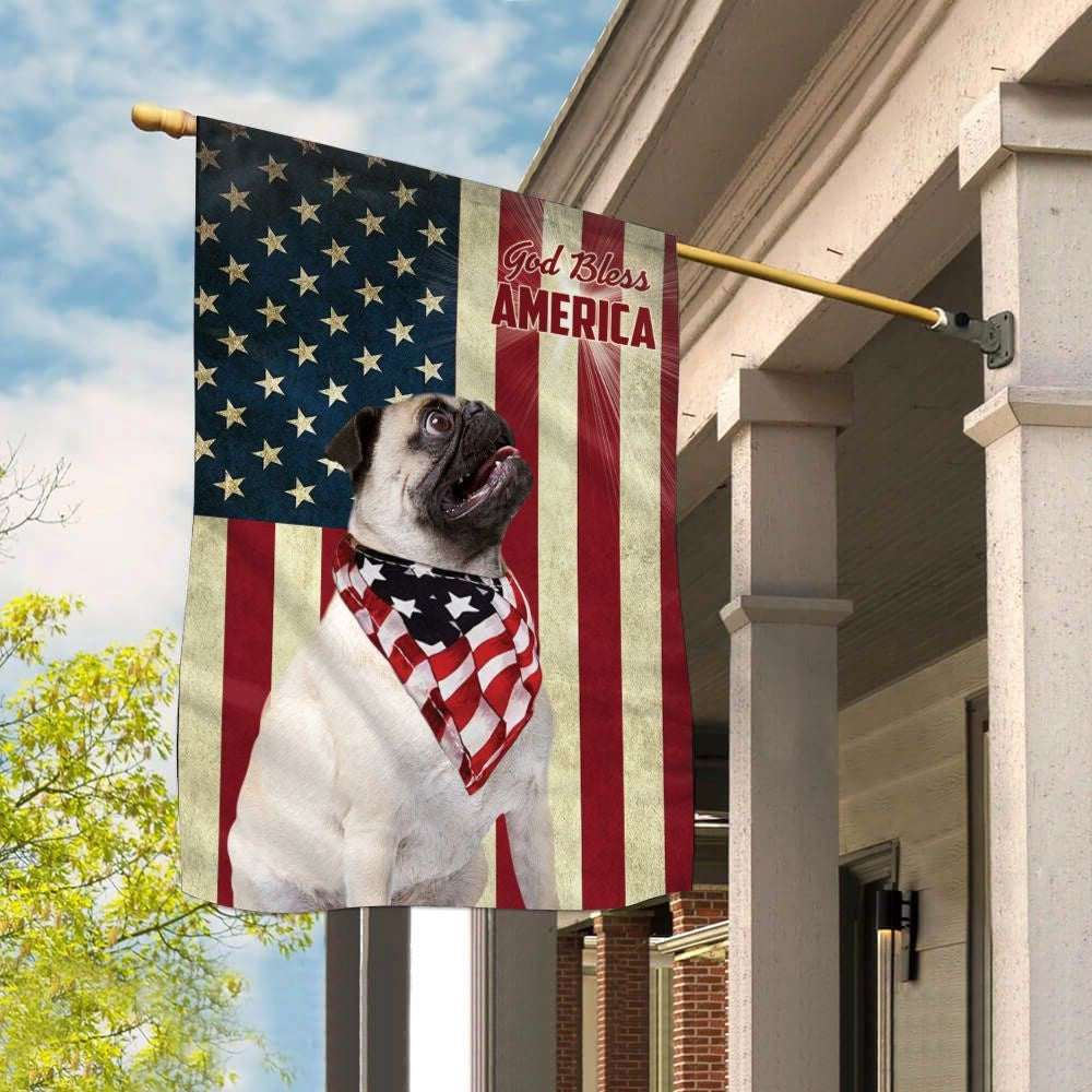 Dog Garden Flags, Pug God Bless House Flag, Dog Flags For House, Dog Owner Gift