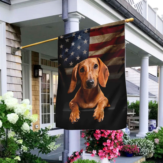 Dog Garden Flags, Red Dachshund American Flag, Dog Flags For House, Dog Owner Gift
