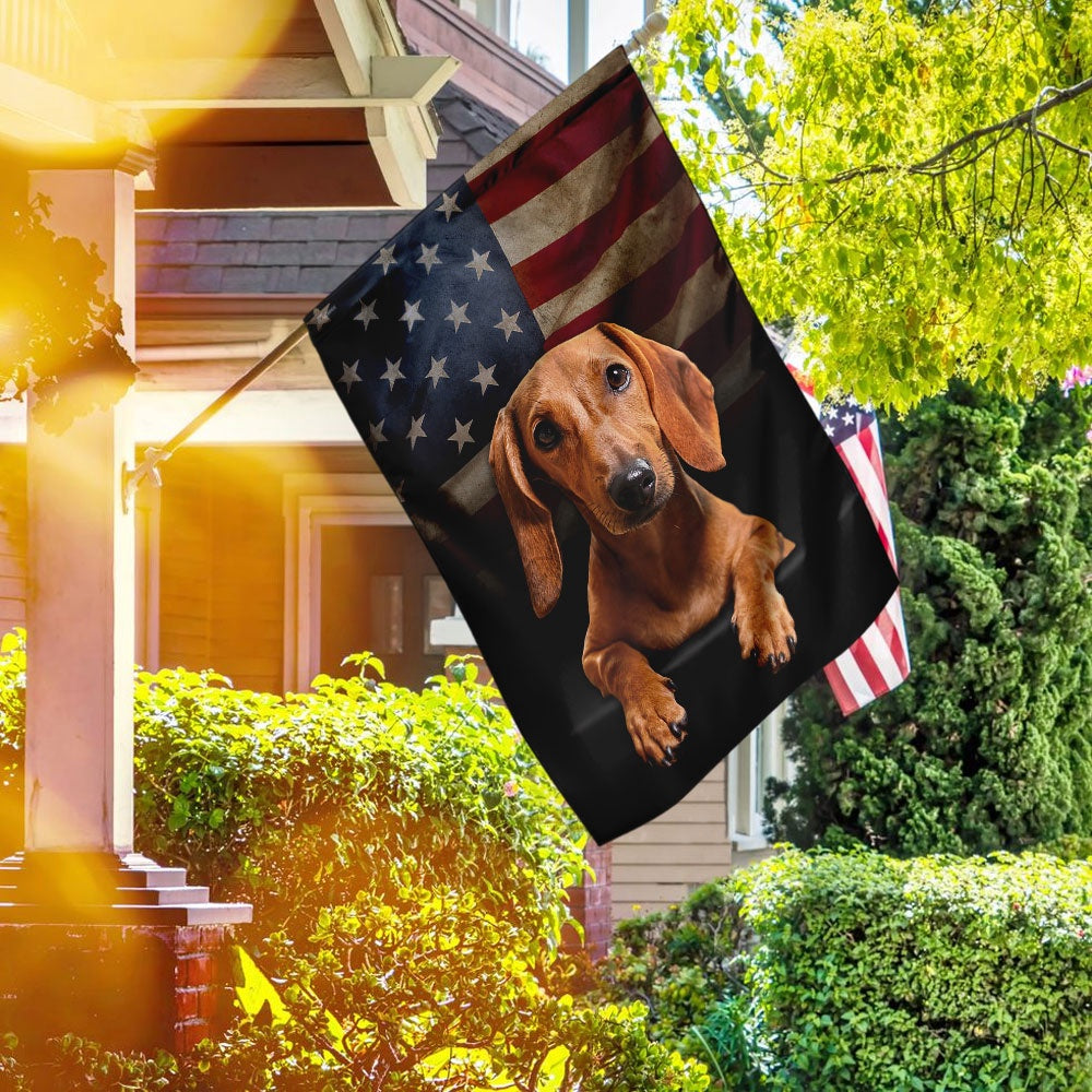 Dog Garden Flags, Red Dachshund American Flag, Dog Flags For House, Dog Owner Gift