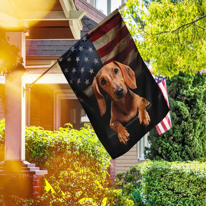 Dog Garden Flags, Red Dachshund American Flag, Dog Flags For House, Dog Owner Gift