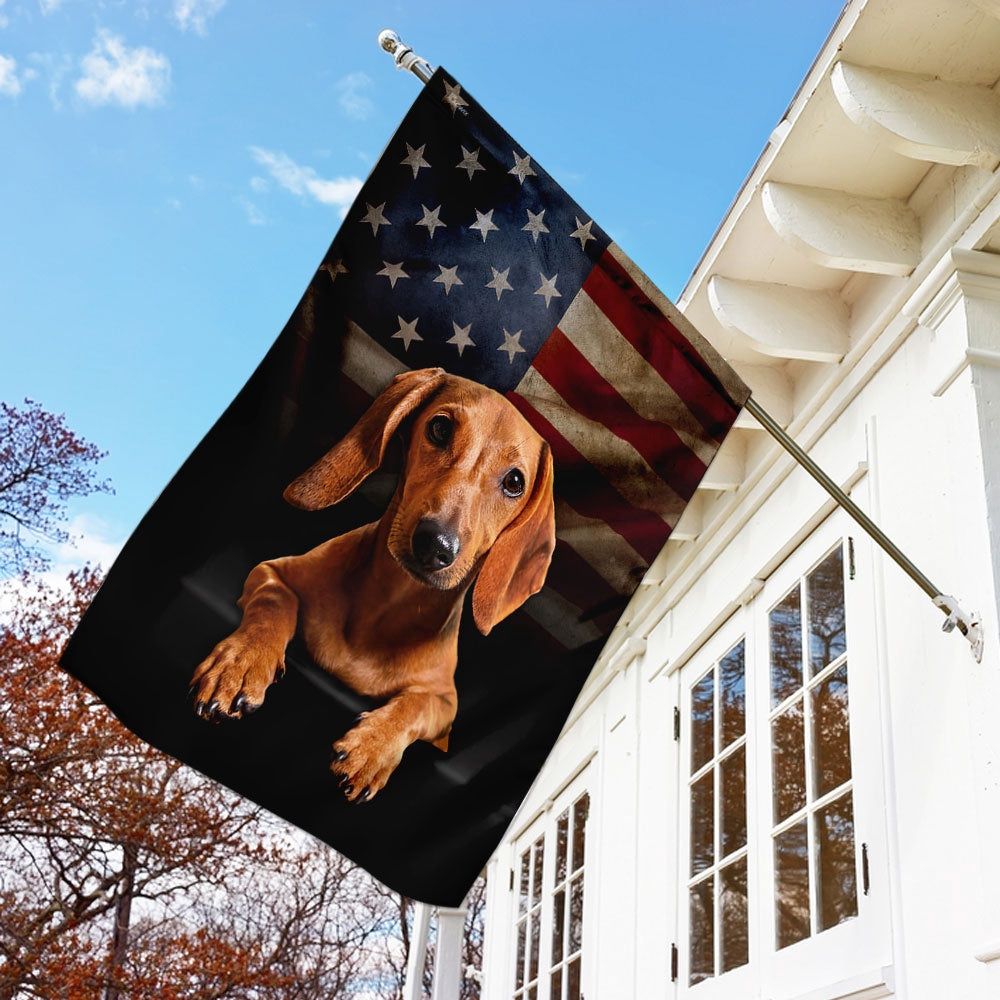 Dog Garden Flags, Red Dachshund American Flag, Dog Flags For House, Dog Owner Gift