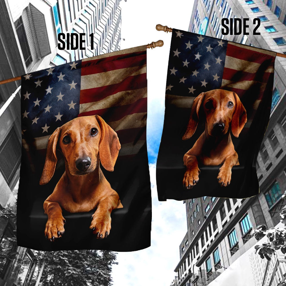 Dog Garden Flags, Red Dachshund American Flag, Dog Flags For House, Dog Owner Gift