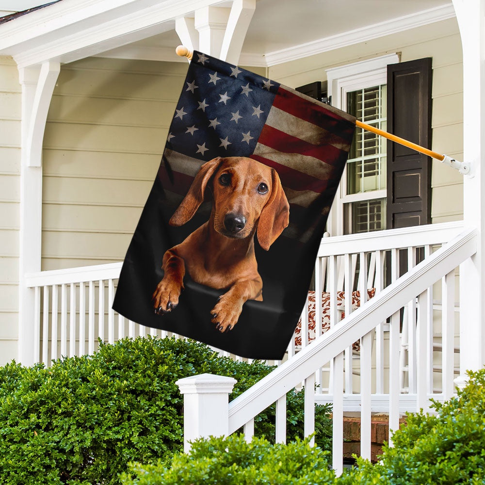 Dog Garden Flags, Red Dachshund American Flag, Dog Flags For House, Dog Owner Gift