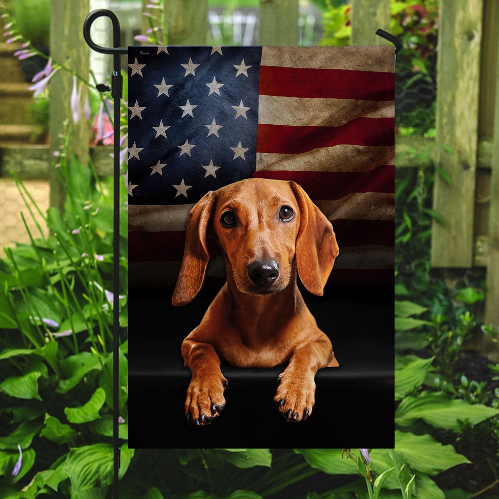 Dog Garden Flags, Red Dachshund American Flag, Dog Flags For House, Dog Owner Gift