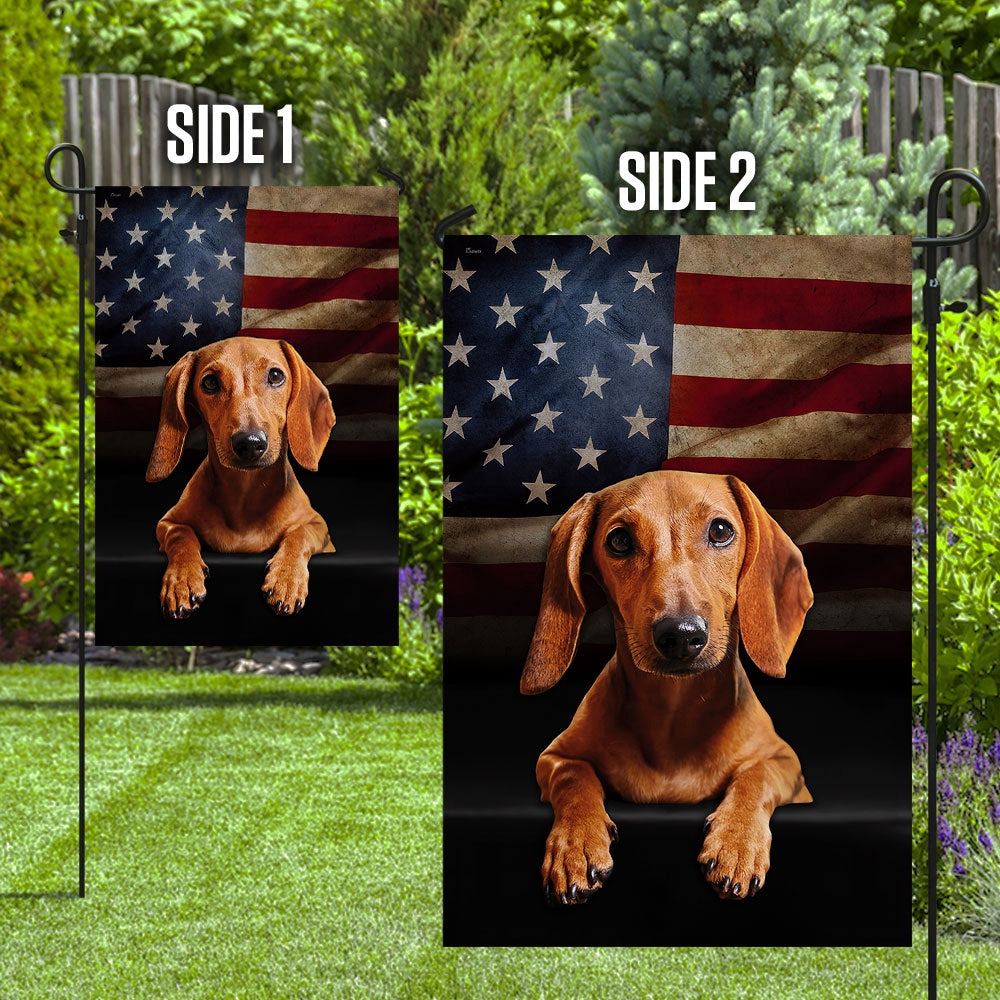 Dog Garden Flags, Red Dachshund American Flag, Dog Flags For House, Dog Owner Gift