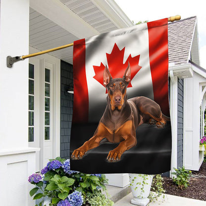 Dog Garden Flags, Red Doberman Pinscher Canadian Flag Dog Lover, Dog Flags For House, Dog Owner Gift