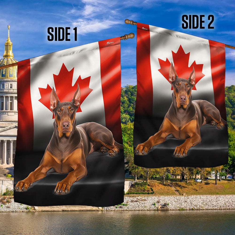 Dog Garden Flags, Red Doberman Pinscher Canadian Flag Dog Lover, Dog Flags For House, Dog Owner Gift