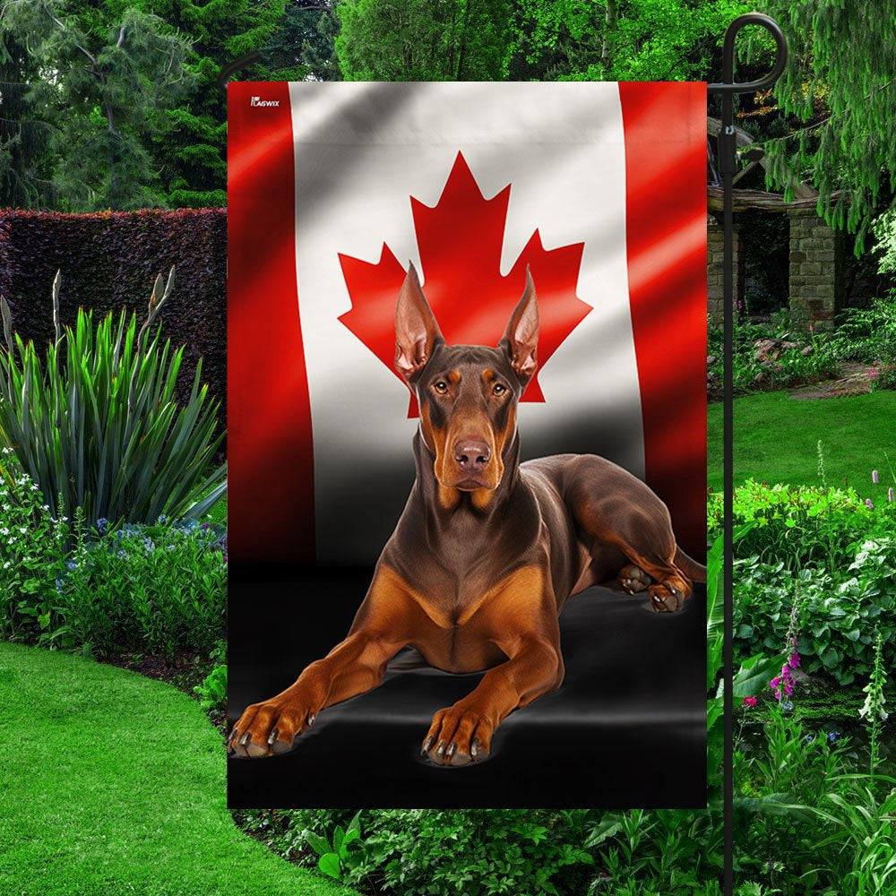 Dog Garden Flags, Red Doberman Pinscher Canadian Flag Dog Lover, Dog Flags For House, Dog Owner Gift