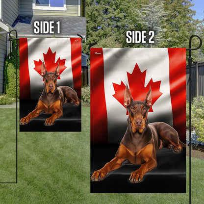 Dog Garden Flags, Red Doberman Pinscher Canadian Flag Dog Lover, Dog Flags For House, Dog Owner Gift