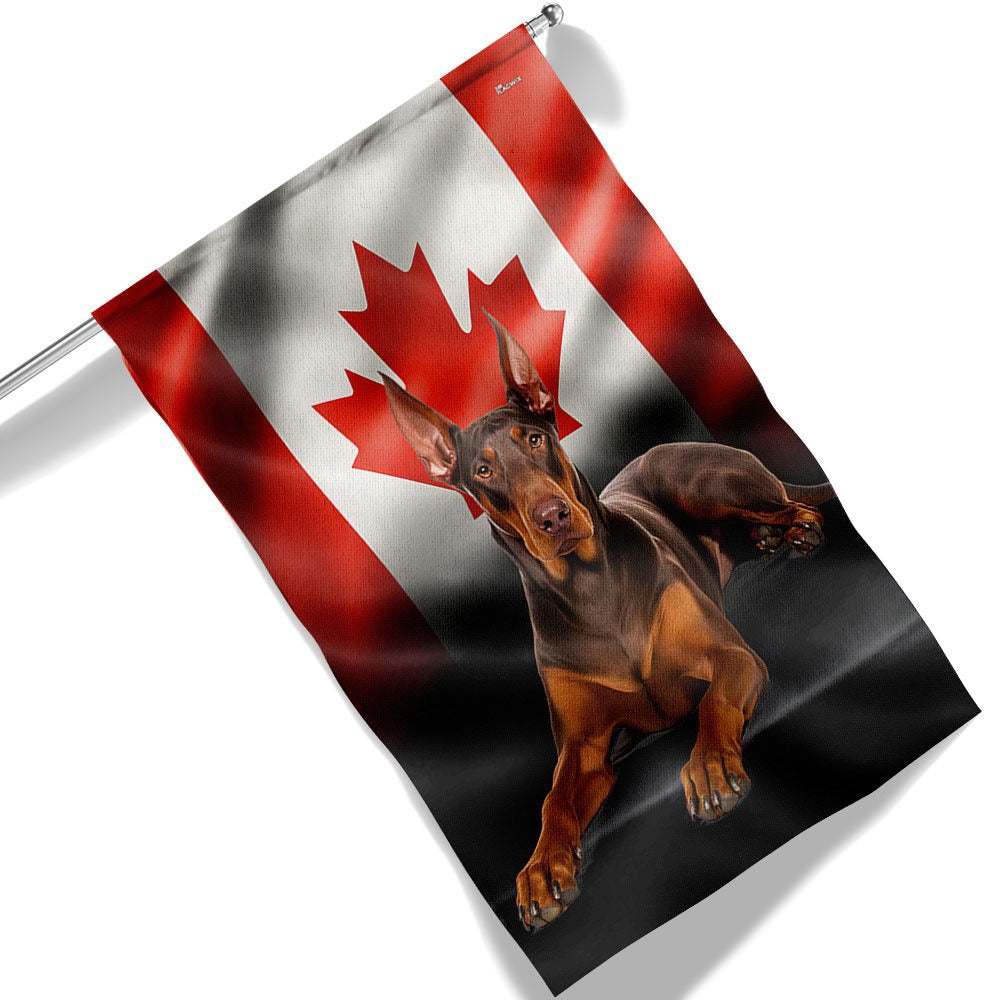 Dog Garden Flags, Red Doberman Pinscher Canadian Flag Dog Lover, Dog Flags For House, Dog Owner Gift