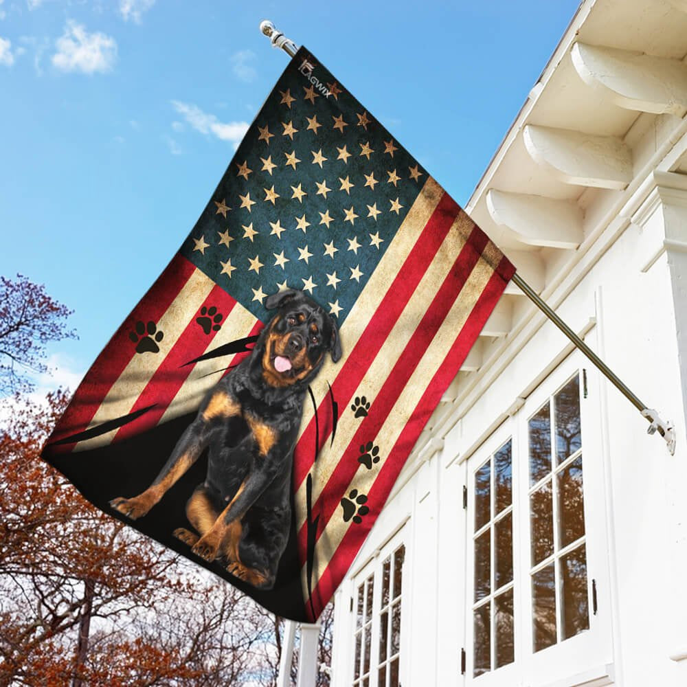 Dog Garden Flags, Rottweiler American Flag, Dog Flags For House, Dog Owner Gift