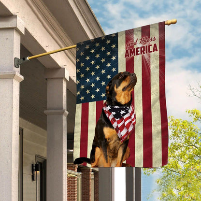 Dog Garden Flags, Rottweiler God Bless House Flag, Dog Flags For House, Dog Owner Gift