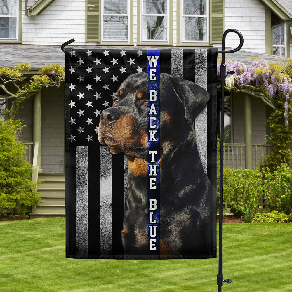 Dog Garden Flags, Rottweiler We Back the Blue Thin Blue Line Flag, Dog Flags For House, Dog Owner Gift