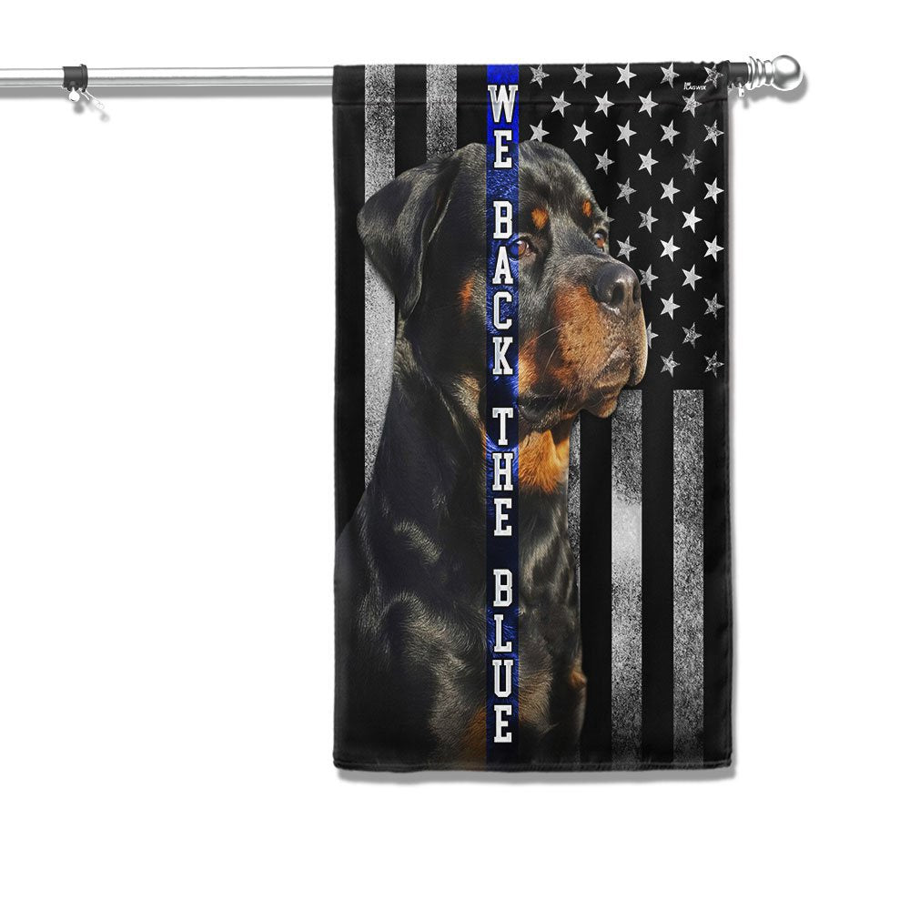 Dog Garden Flags, Rottweiler We Back the Blue Thin Blue Line Flag, Dog Flags For House, Dog Owner Gift