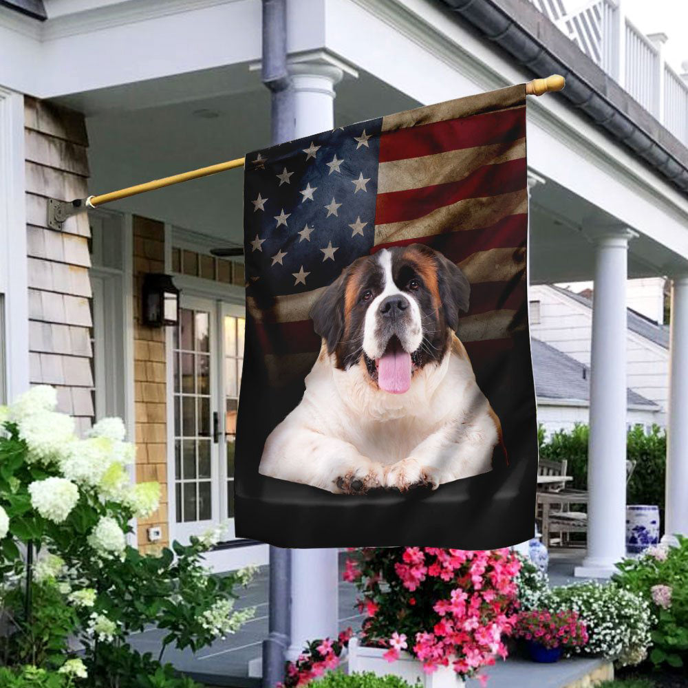 Dog Garden Flags, Saint Bernard American Flag, Dog Flags For House, Dog Owner Gift