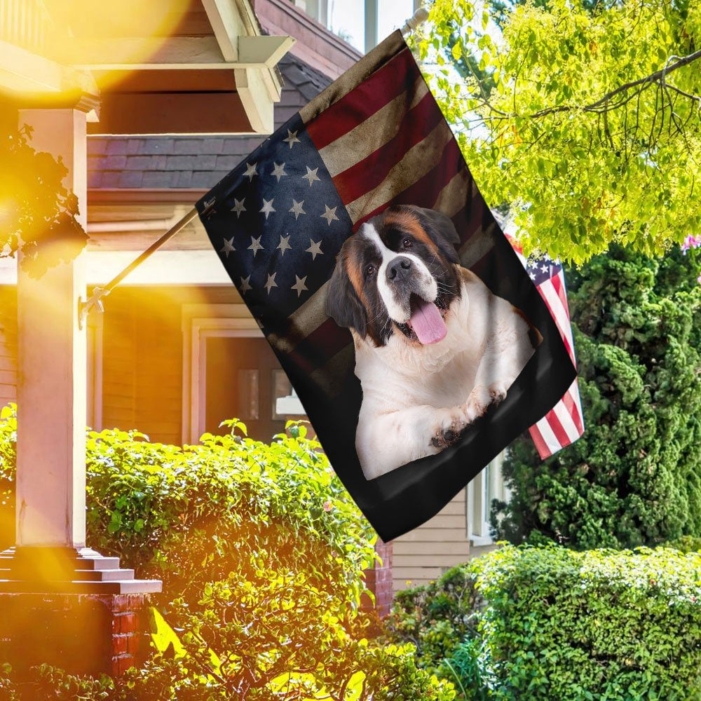 Dog Garden Flags, Saint Bernard American Flag, Dog Flags For House, Dog Owner Gift