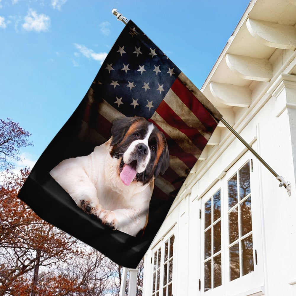 Dog Garden Flags, Saint Bernard American Flag, Dog Flags For House, Dog Owner Gift