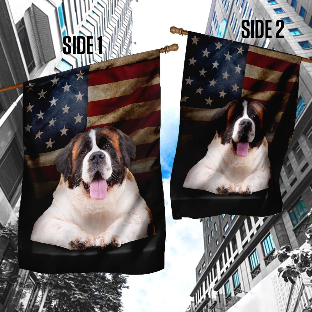 Dog Garden Flags, Saint Bernard American Flag, Dog Flags For House, Dog Owner Gift