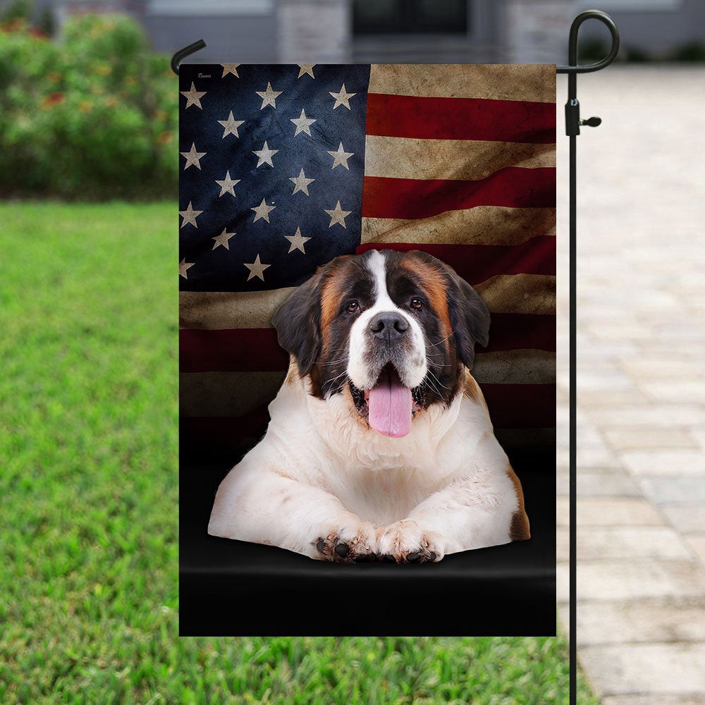 Dog Garden Flags, Saint Bernard American Flag, Dog Flags For House, Dog Owner Gift