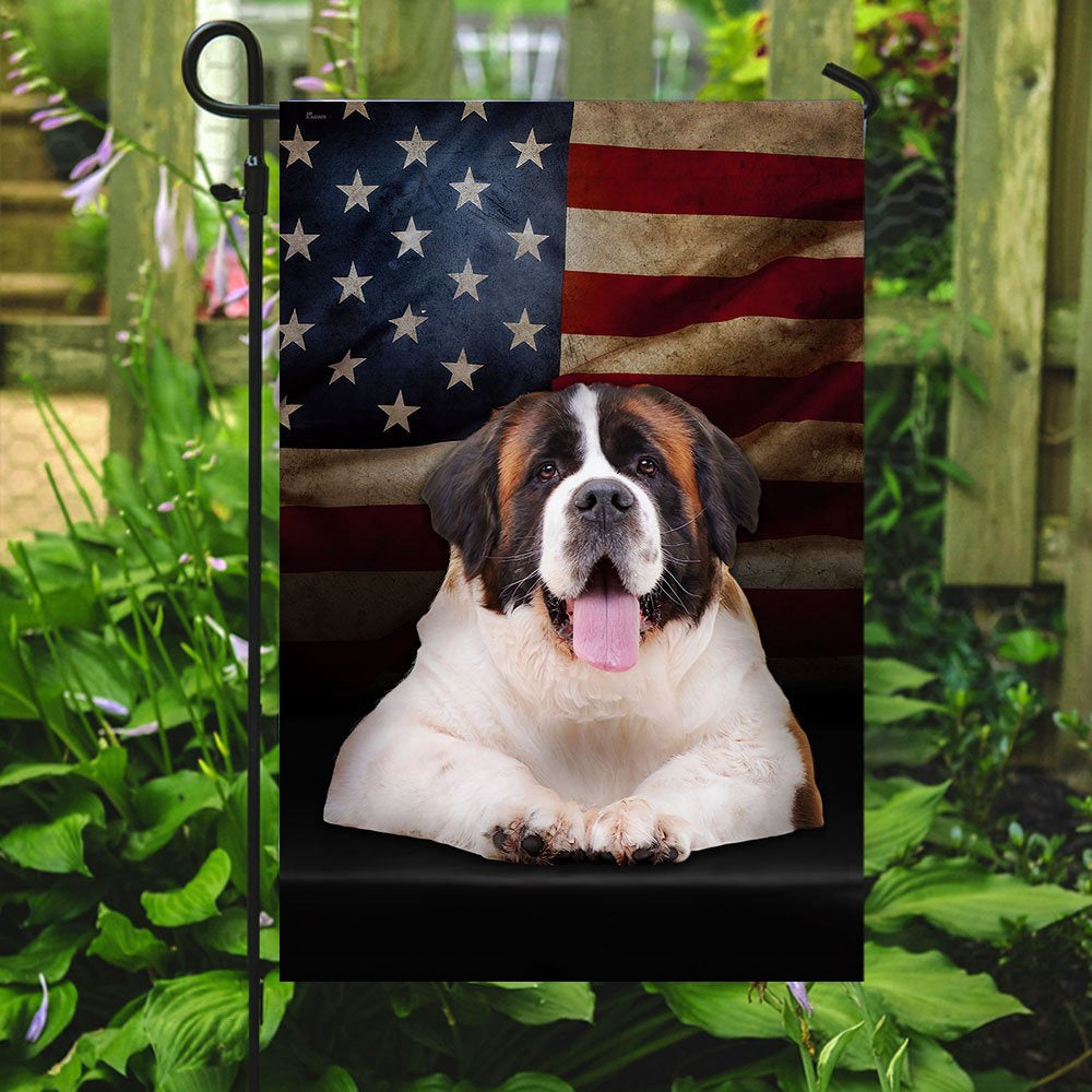Dog Garden Flags, Saint Bernard American Flag, Dog Flags For House, Dog Owner Gift