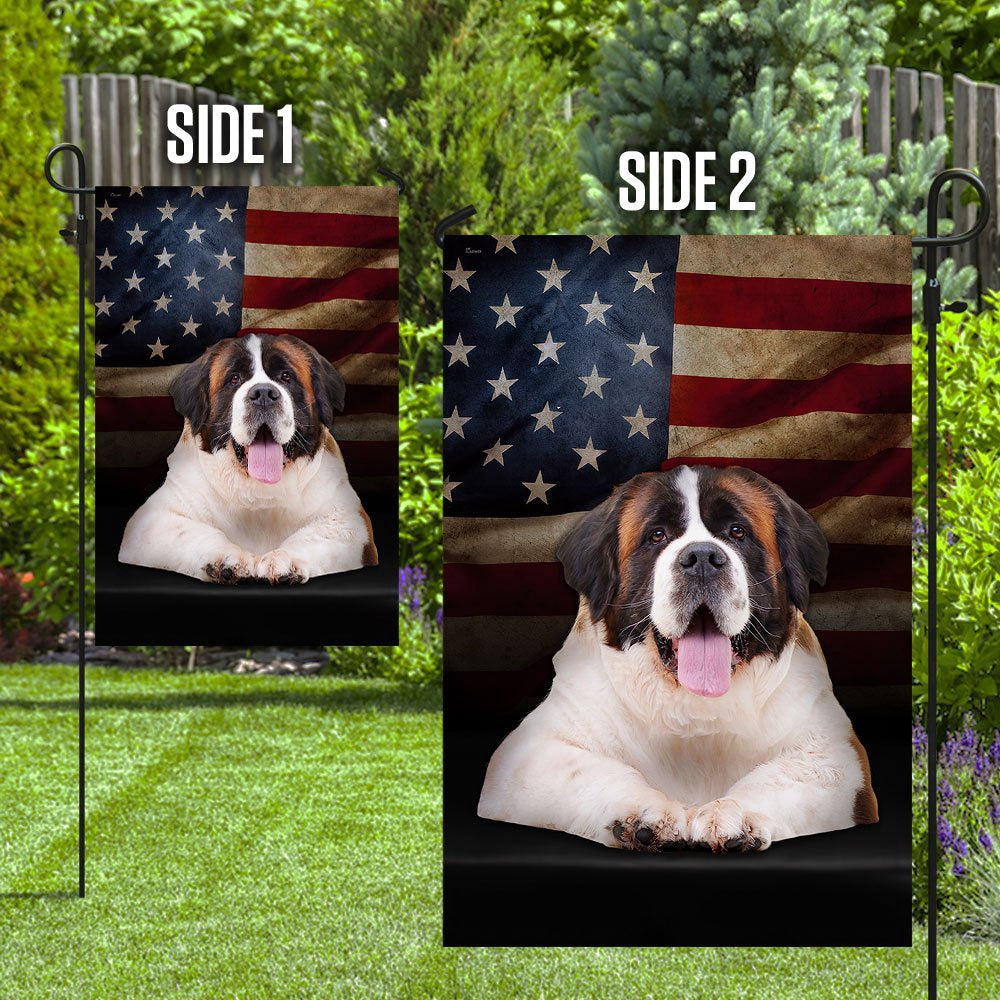 Dog Garden Flags, Saint Bernard American Flag, Dog Flags For House, Dog Owner Gift