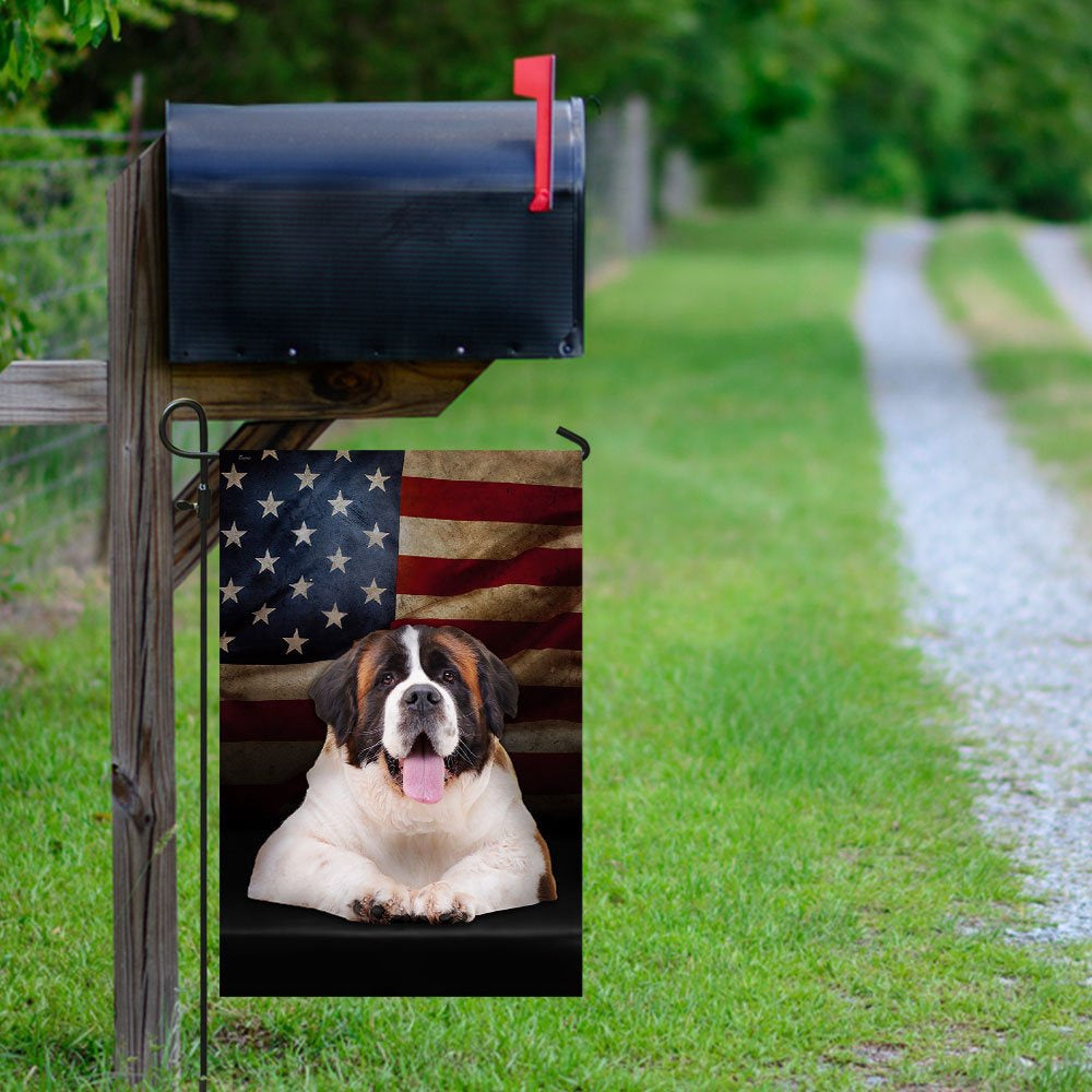 Dog Garden Flags, Saint Bernard American Flag, Dog Flags For House, Dog Owner Gift