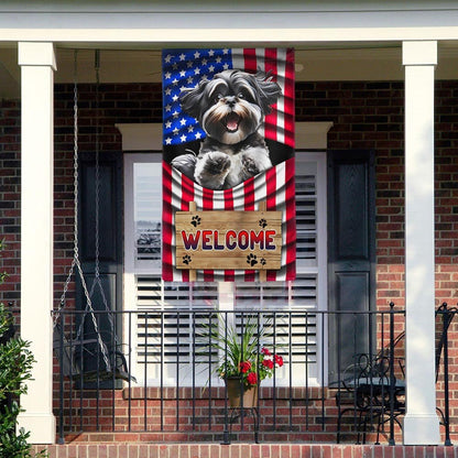 Dog Garden Flags,  Shih Tzu Dog Welcome American Flag, Dog Flags For House, Dog Owner Gift
