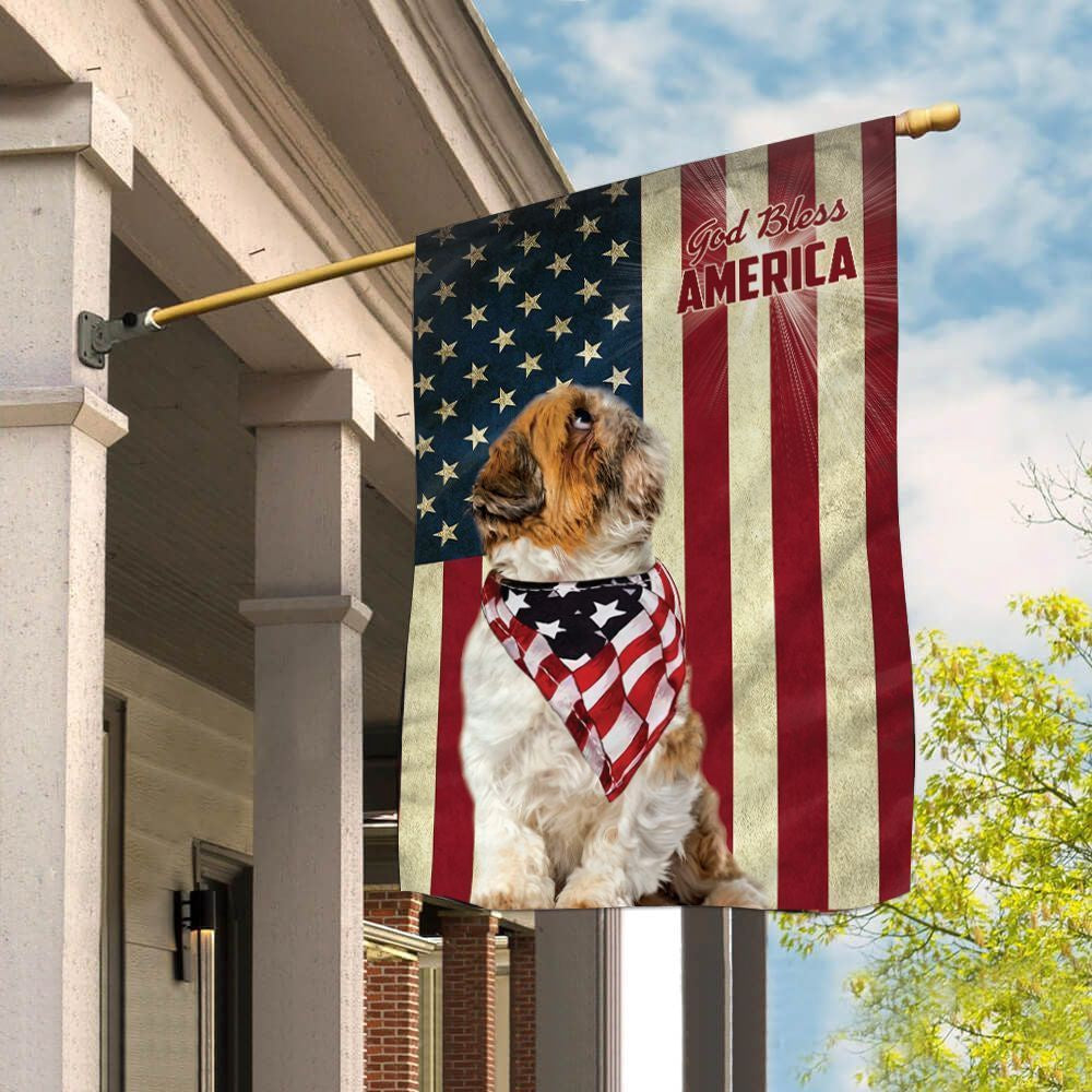 Dog Garden Flags, Shih Tzu God Bless House Flag, Dog Flags For House, Dog Owner Gift