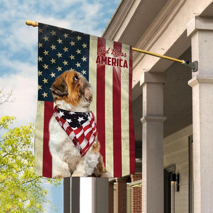 Dog Garden Flags, Shih Tzu God Bless House Flag, Dog Flags For House, Dog Owner Gift