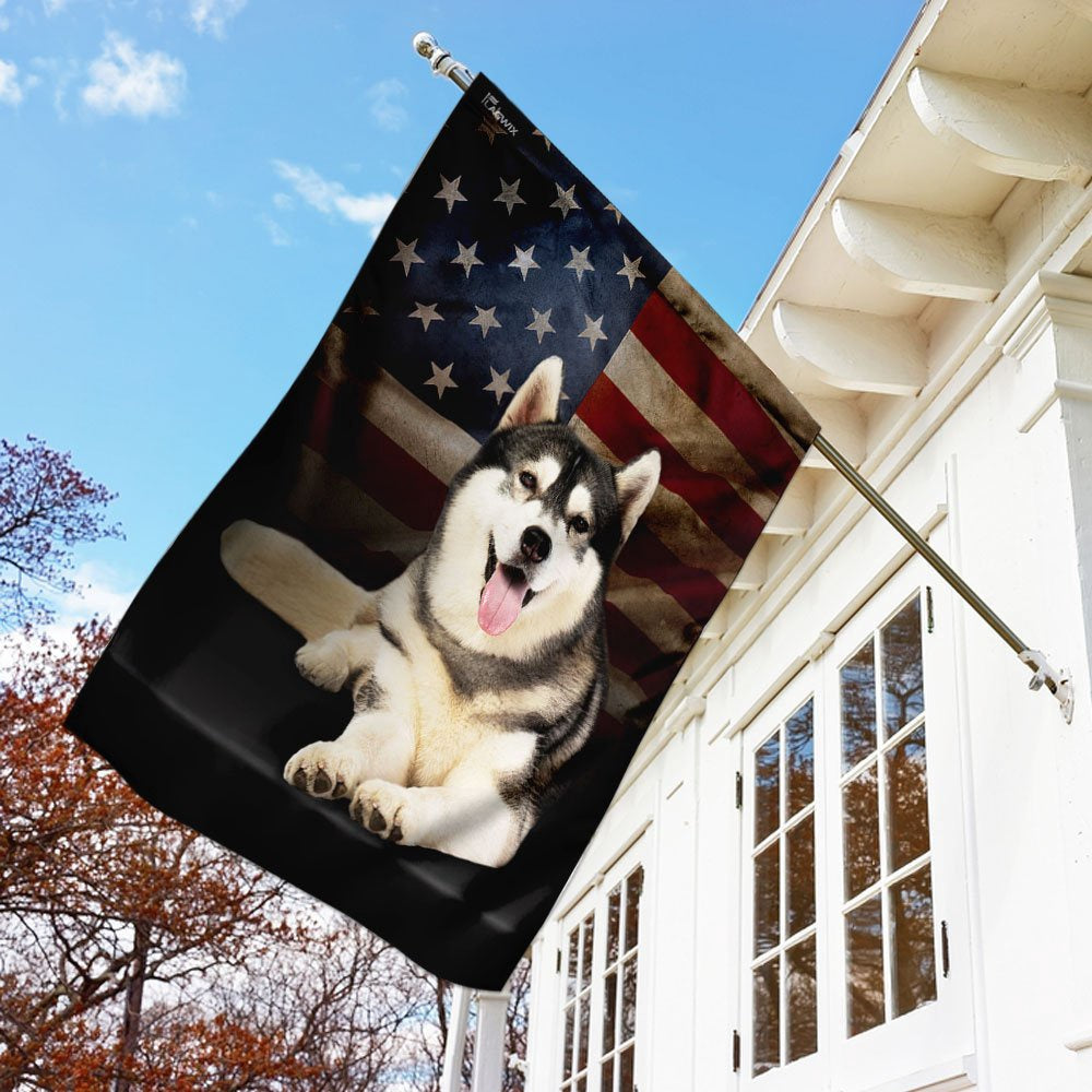 Dog Garden Flags, Siberian Husky American Flag, Dog Flags For House, Dog Owner Gift