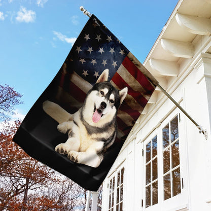 Dog Garden Flags, Siberian Husky American Flag, Dog Flags For House, Dog Owner Gift