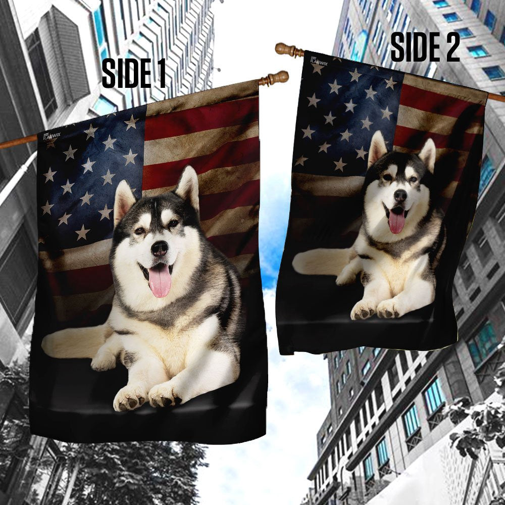 Dog Garden Flags, Siberian Husky American Flag, Dog Flags For House, Dog Owner Gift