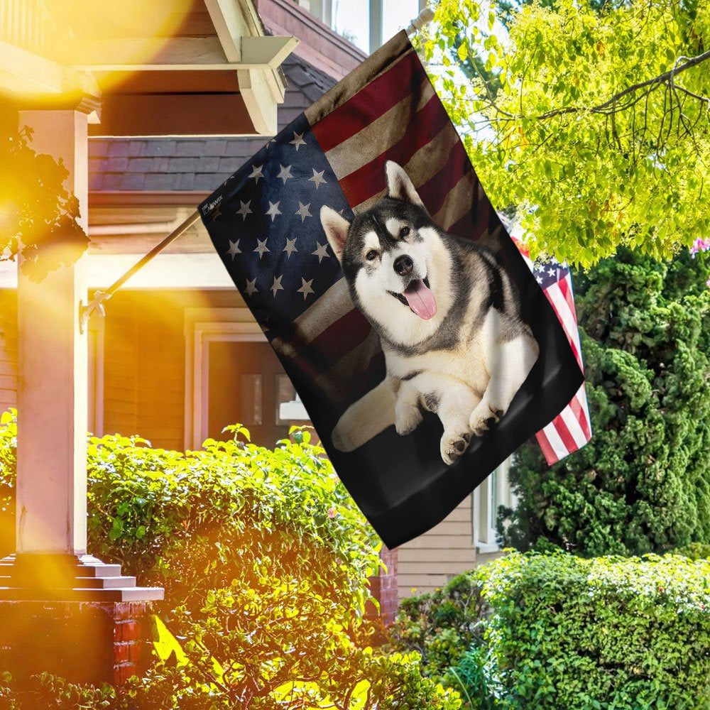 Dog Garden Flags, Siberian Husky American Flag, Dog Flags For House, Dog Owner Gift