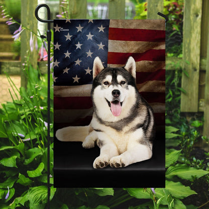 Dog Garden Flags, Siberian Husky American Flag, Dog Flags For House, Dog Owner Gift