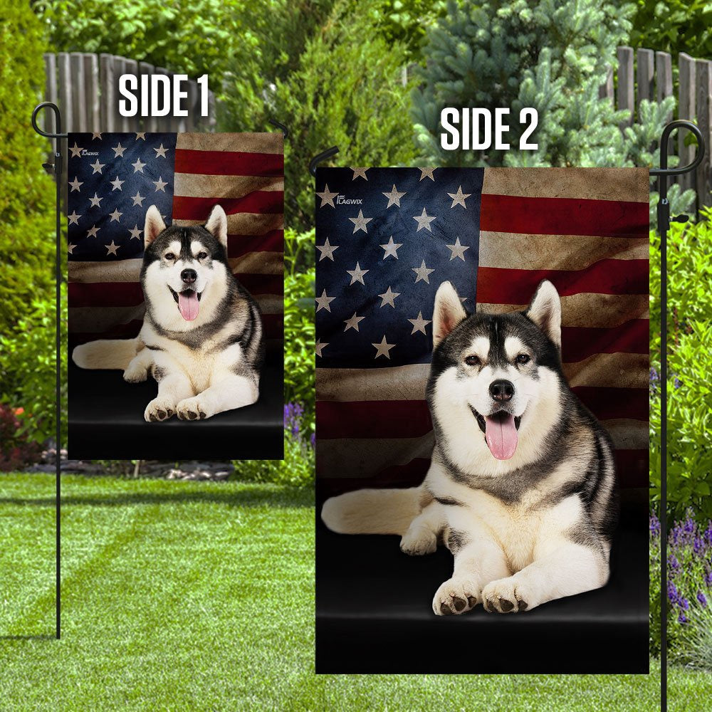 Dog Garden Flags, Siberian Husky American Flag, Dog Flags For House, Dog Owner Gift
