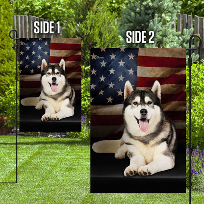 Dog Garden Flags, Siberian Husky American Flag, Dog Flags For House, Dog Owner Gift