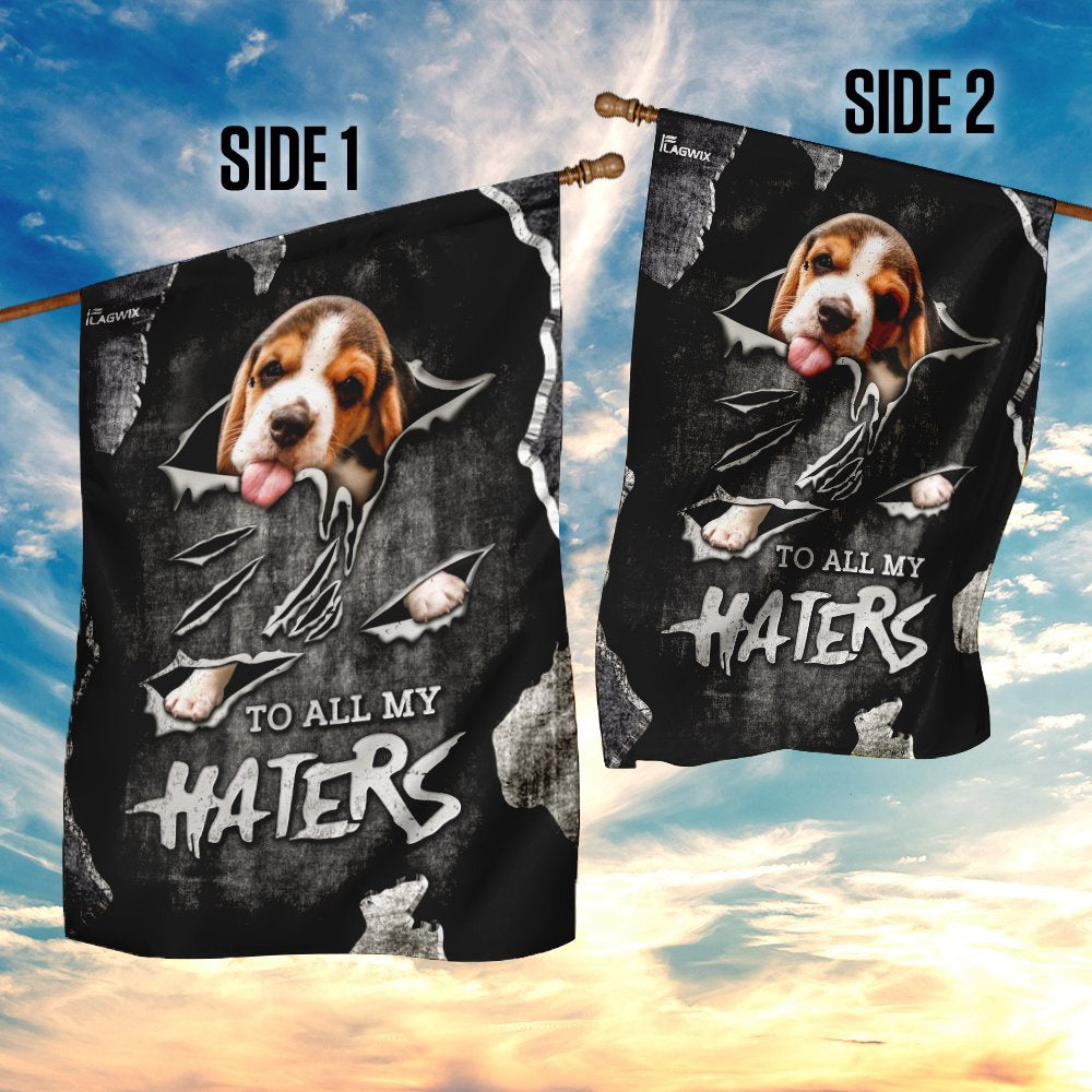 Dog Garden Flags, To All My Haters Beagle Flag, Dog Flags For House, Dog Owner Gift