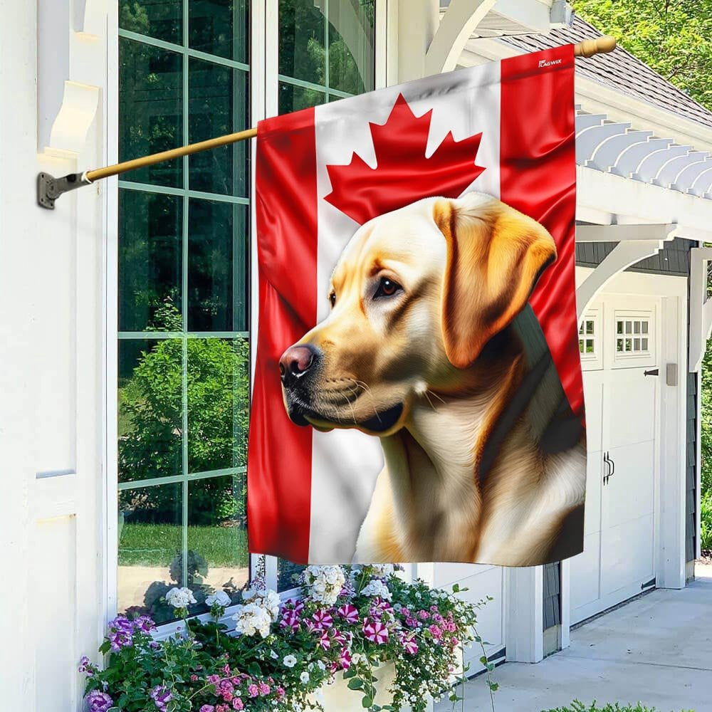 Dog Garden Flags,  Yellow Labrador Dog Canadian Flag, Dog Flags For House, Dog Owner Gift