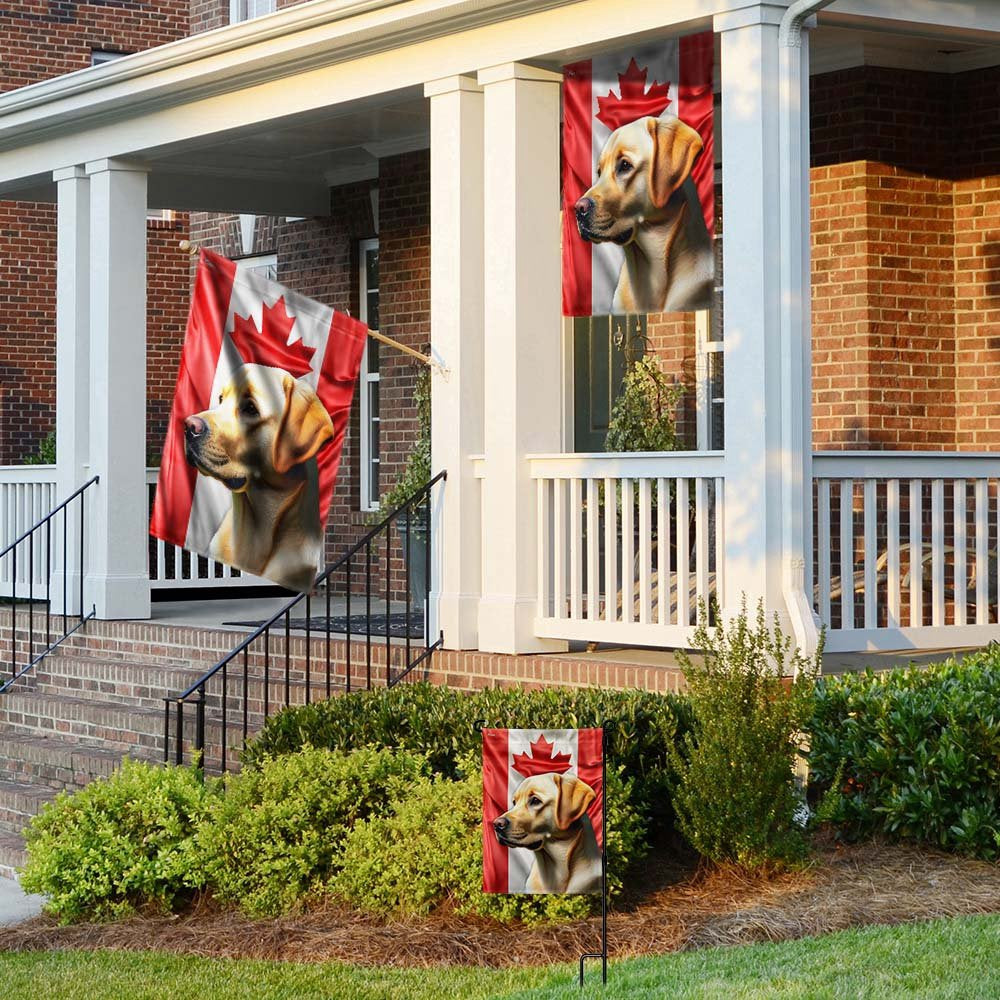 Dog Garden Flags,  Yellow Labrador Dog Canadian Flag, Dog Flags For House, Dog Owner Gift