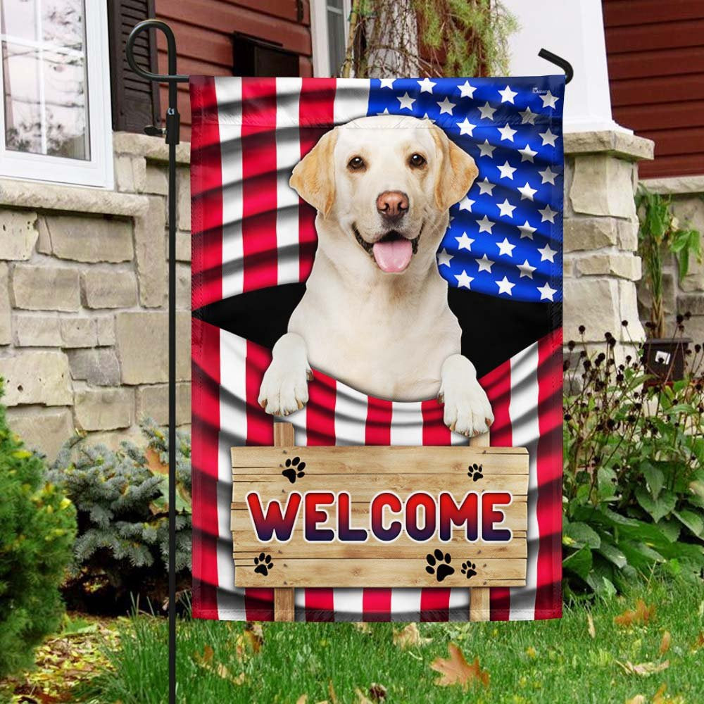 Dog Garden Flags, Yellow Labrador Dog Welcome American Flag, Dog Flags For House, Dog Owner Gift