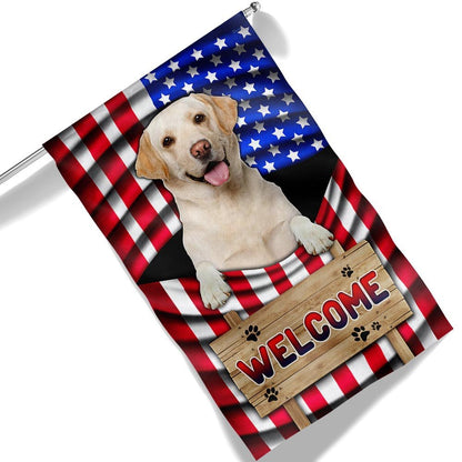 Dog Garden Flags, Yellow Labrador Dog Welcome American Flag, Dog Flags For House, Dog Owner Gift