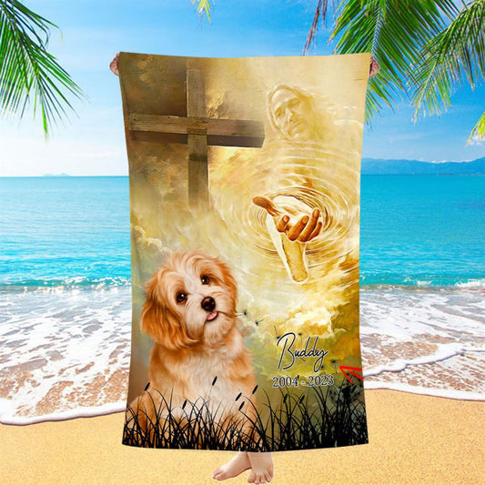 Dog Memorial Beach Towel - Take My Hand Jesus - Pet Loss Gifts