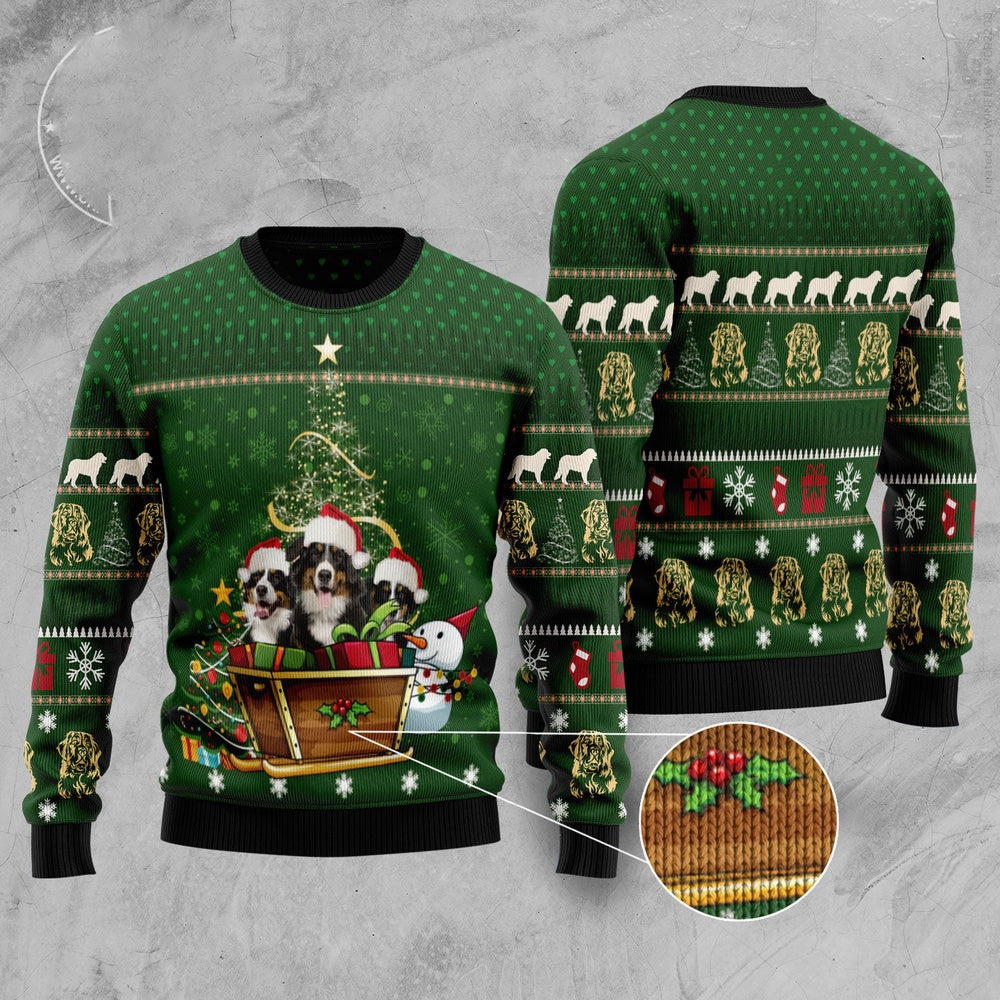 Dog Xmas Sweater, Bernese Mountain Dog Group Xmas Ugly Christmas Sweater, Funny Xmas Sweater