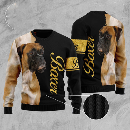 Dog Xmas Sweater, Boxer Half Cool Ugly Christmas Sweater, Funny Xmas Sweater