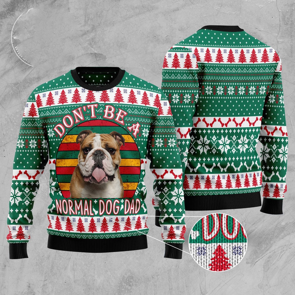 Dog Xmas Sweater, Bulldog Dog Dad Ugly Christmas Sweater, Funny Xmas Sweater